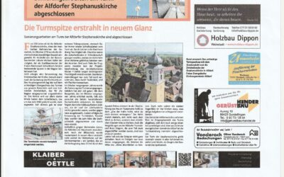Turmspitze der Alfdorfer Stephanuskirche erstrahlt in neuem Glanz